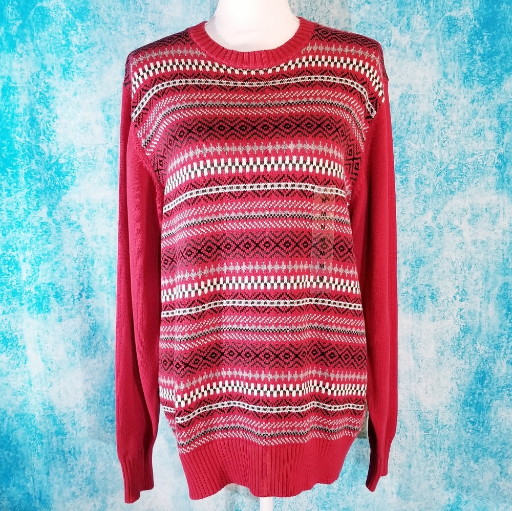 Weatherproof Vintage Fair Isle Red Sweater